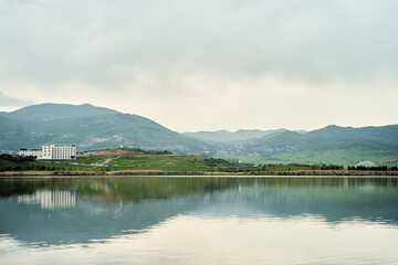 Fototapeta na wymiar View of the beautiful lake Lisi. Lisi Park in Tbilisi, Georgia