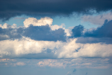 Blue clouds in the sky. Beautiful landscape
