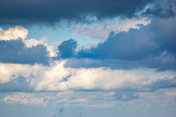 Blue clouds in the sky. Beautiful landscape