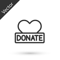 Grey line Donation and charity icon isolated on white background. Donate money and charity concept. Vector