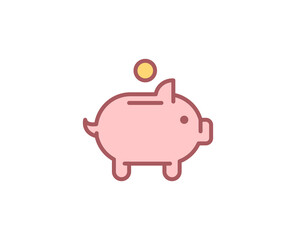 Money pig flat icon.