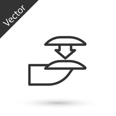 Grey line Set of false nails for manicure icon isolated on white background. Varnish color palette for nail extension. Artificial nails. Vector