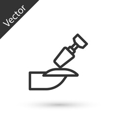 Grey line Milling cutter for manicure icon isolated on white background. Apparatus for manicure. Manicure tools. Vector