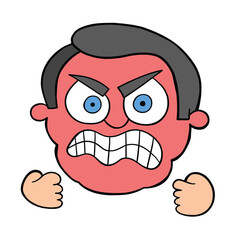 Cartoon man is very angry, vector illustration