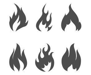 Black Fire torch Collection Flaming on White Background illustration abstract design
