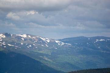 Beautiful landscape of mountain ranges and forests in the Ukrainian carpathians