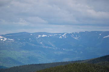 Beautiful landscape of mountain ranges and forests in the Ukrainian carpathians