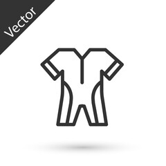 Grey line Wetsuit for scuba diving icon isolated on white background. Diving underwater equipment. Vector