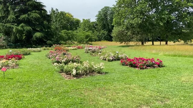 Parterre de fleurs du jardin de Bagatelle &agrave; Paris	
