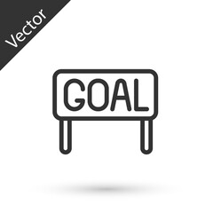 Grey line Goal soccer football icon isolated on white background. Vector