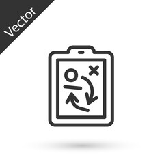 Grey line Planning strategy concept icon isolated on white background. Hockey cup formation and tactic. Vector