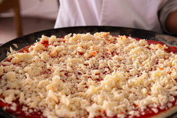 Cheese pizza ready to put some ingredients 