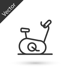 Grey line Stationary bicycle icon isolated on white background. Exercise bike. Vector