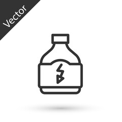 Grey line Sports nutrition bodybuilding proteine power drink and food icon isolated on white background. Vector
