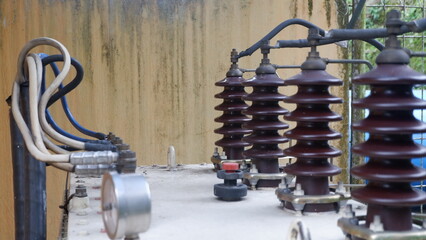 Fototapeta premium metal, old, industrial, machine, industry, steel, technology, equipment, cable, wine, isolated, power