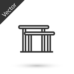 Grey line Gymnastics equipment uneven bars icon isolated on white background. Vector