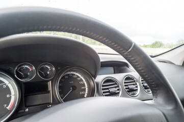 the interior of the car. a close-up view of the details of the car interior.