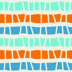 Intermittent bands of orange and blue. Horizontal wide stripes. Seamless background for any use.