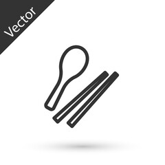 Grey line Food chopsticks icon isolated on white background. Wooden Korean sticks for Asian dishes. Oriental utensils. Vector