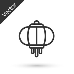 Grey line Korean paper lantern icon isolated on white background. Vector