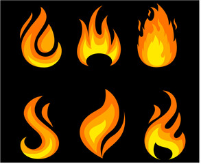 fire torch Collection icons flame vector illustration abstract design with Background black