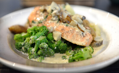Salmon with broccoli and potatoes