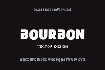 vintage font, green and orange background, vector alphabet, letters and numbers