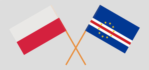 Crossed flags of Poland and Cape Verde. Official colors. Correct proportion