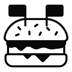 burger, food black filled line icon, vector design usa independence day icon.