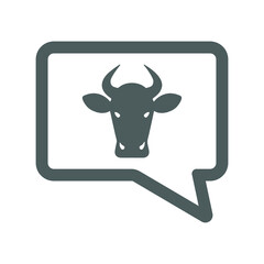 Bubble, bull, cloud, cow, message icon. Gray vector.
