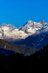 Mountain peak on the italian alps in Valle d'Aosta on the trekking trail 