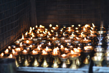 Butter candles in Buddhist monastery
