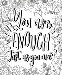  Quote coloring page. Affirmation coloring. Vector illustration.