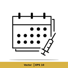 Fototapeta na wymiar Vaccine, Vaccination, Inoculation, Inject, Syringe Icon Illustration. Injection Sign Symbol Logo Template. Vector Line Icon EPS 10