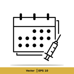 Fototapeta na wymiar Vaccine, Vaccination, Inoculation, Inject, Syringe Icon Illustration. Injection Sign Symbol Logo Template. Vector Line Icon EPS 10