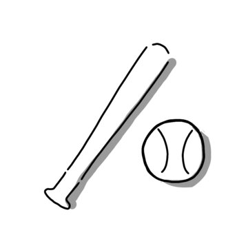 Hand drawn illustration of baseball goods in simple icon drawing 