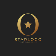 Abstract Initial Letter O Star Logo. Gold A Letter with Star Icon Combination. Usable for Business and Branding Logos.