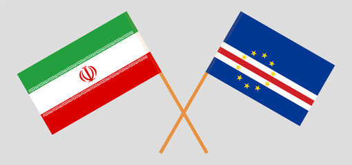 Crossed flags of Iran and Cape Verde. Official colors. Correct proportion