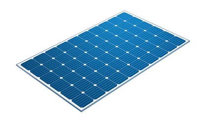 Solar PV module isolated on white background. Photovoltaic system. 3d illustration. - obrazy, fototapety, plakaty