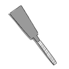 Hand drawn illustration of saw in simple icon drawing 