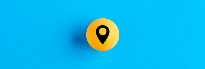 Map geo pin location icon on yellow ball