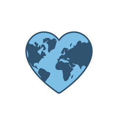 World globe in the shape of a heart icon. Vector isolated illustration