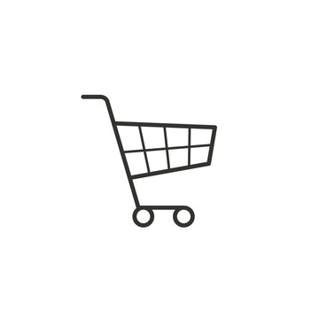 Shopping cart icon, Vector isolated simple push cart symbol