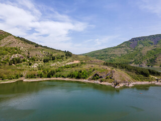 Naklejka na ściany i meble Aerial view of Studen Kladenets Reservoir, Bulgaria