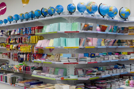 Ivanovo, June 24, 2021, Department with school goods in the store