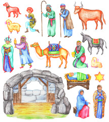 Obraz premium nativity scene set