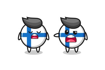illustration of the argue between two cute finland flag badge characters