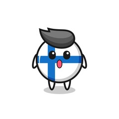 the amazed expression of the finland flag badge cartoon