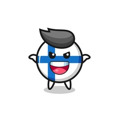 the illustration of cute finland flag badge doing scare gesture