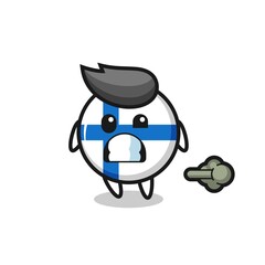 the illustration of the finland flag badge cartoon doing fart